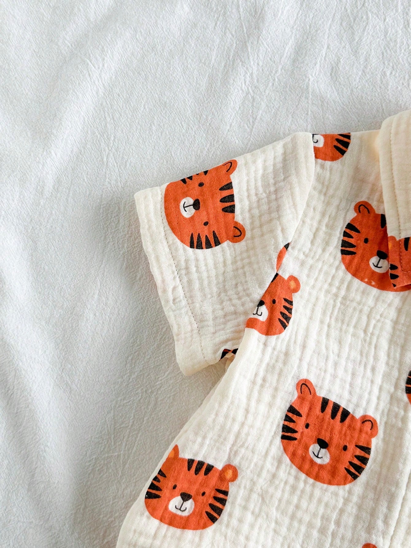 Baby Boys Tiger Print Collar Shirt & Shorts Set - Isabelline