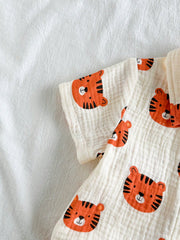 Baby Boys Tiger Print Collar Shirt & Shorts Set - Isabelline