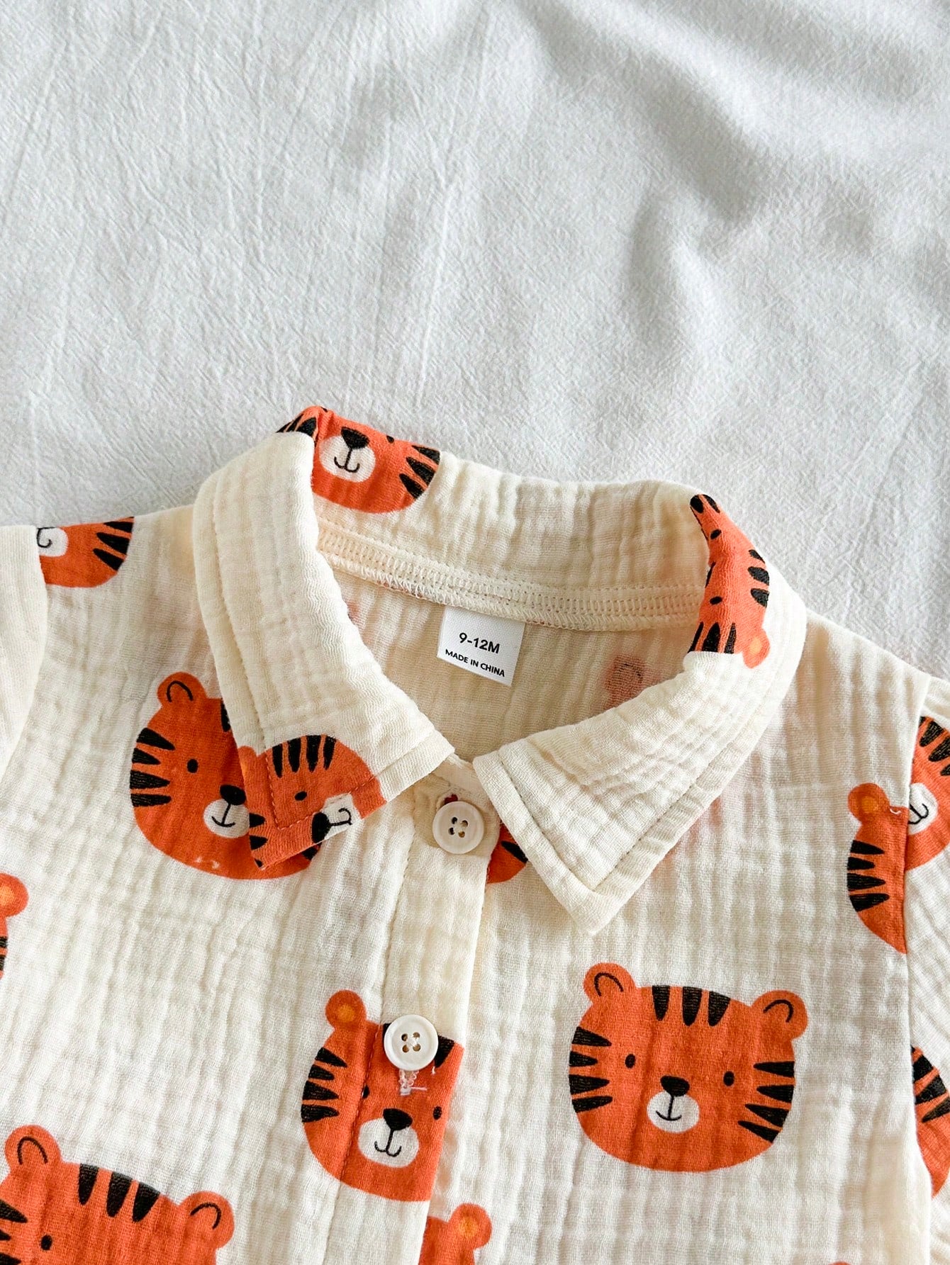 Baby Boys Tiger Print Collar Shirt & Shorts Set - Isabelline