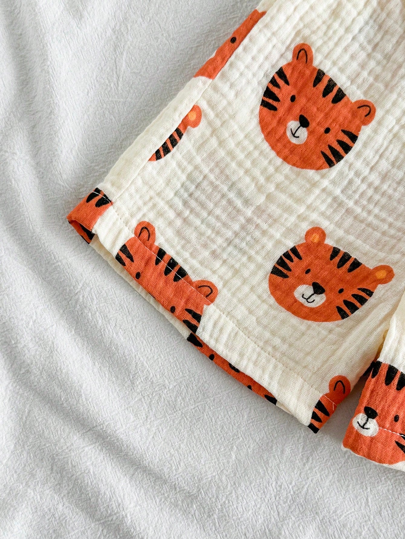 Baby Boys Tiger Print Collar Shirt & Shorts Set - Isabelline