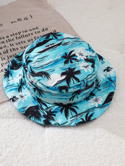 3pcs Boys Tropical Print Vest, Shorts & Bucket Hat Set - Cerulean