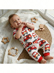 Boys Fire Truck Print Knit Top & Pants Set - Isabelline