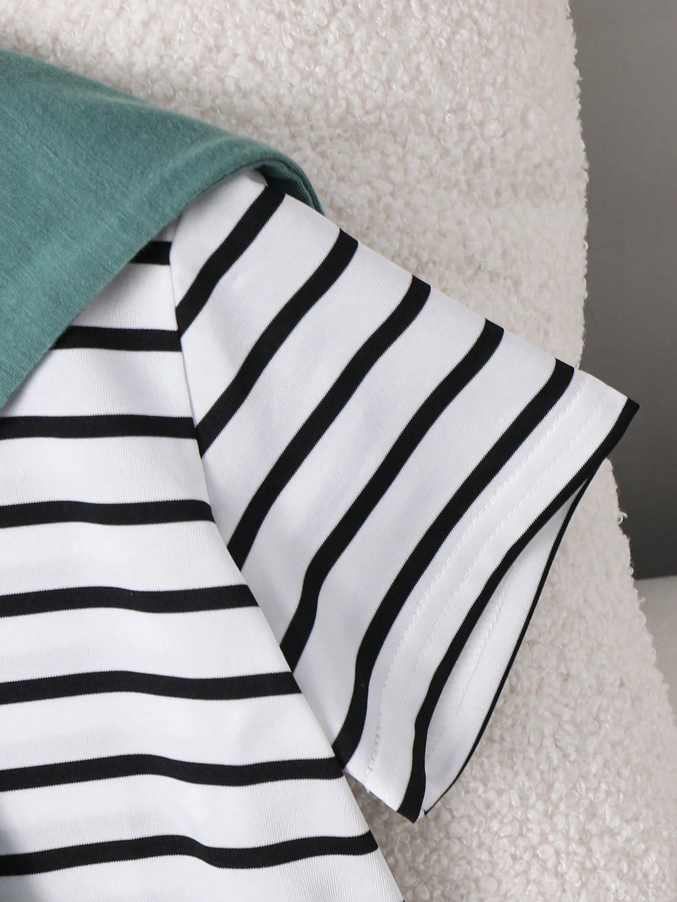 3pcs Unisex Stripe Sailor Collar Tee & Shorts Set - Isabelline | 21...