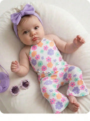 2pcs Girls Floral Halter Top & Flared Pants Set - Ivory | 21 Centur...