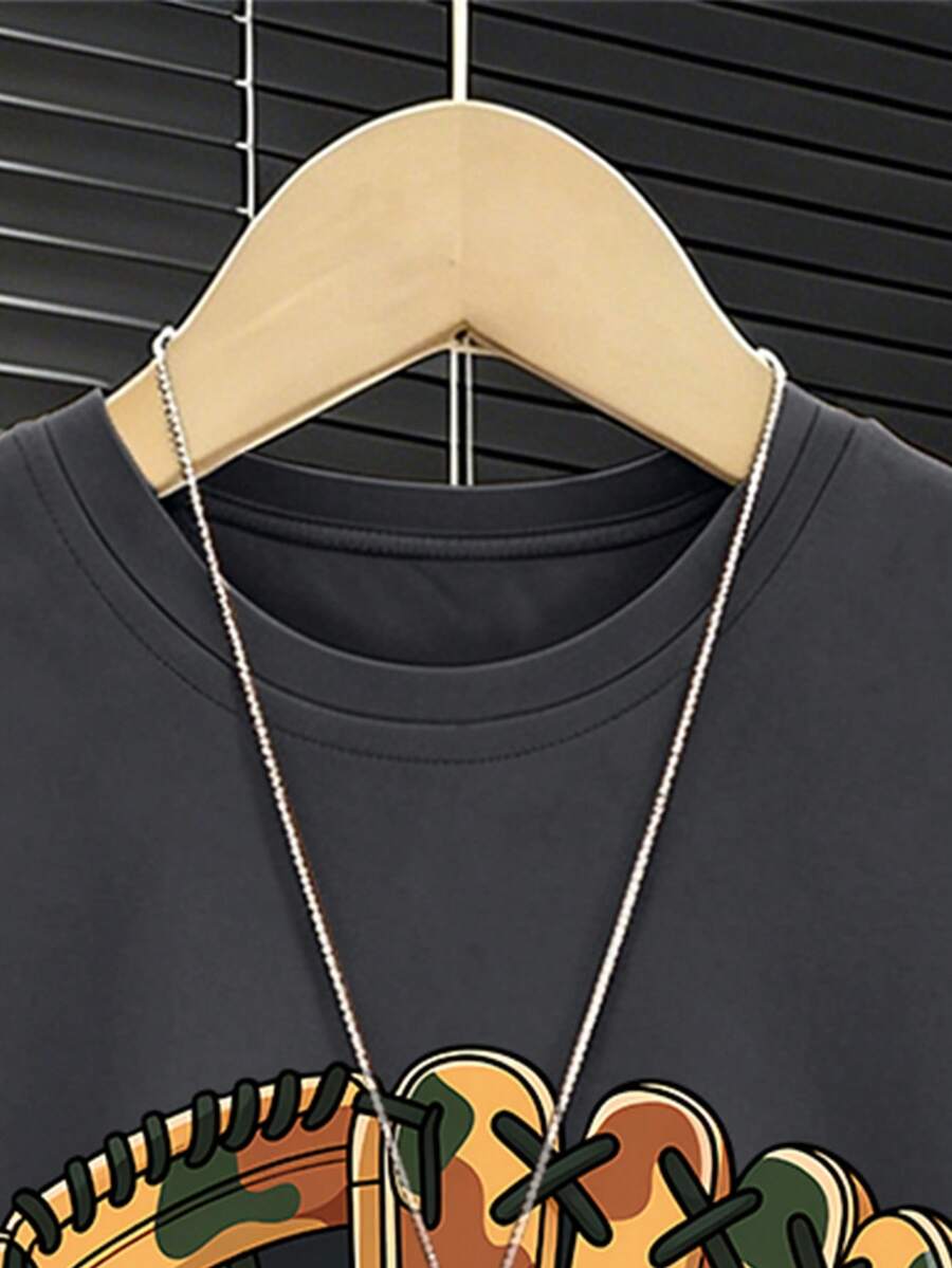 2pcs Boys Camo Baseball Graphic Tee & Shorts Set - Graphite | 21 Ce...