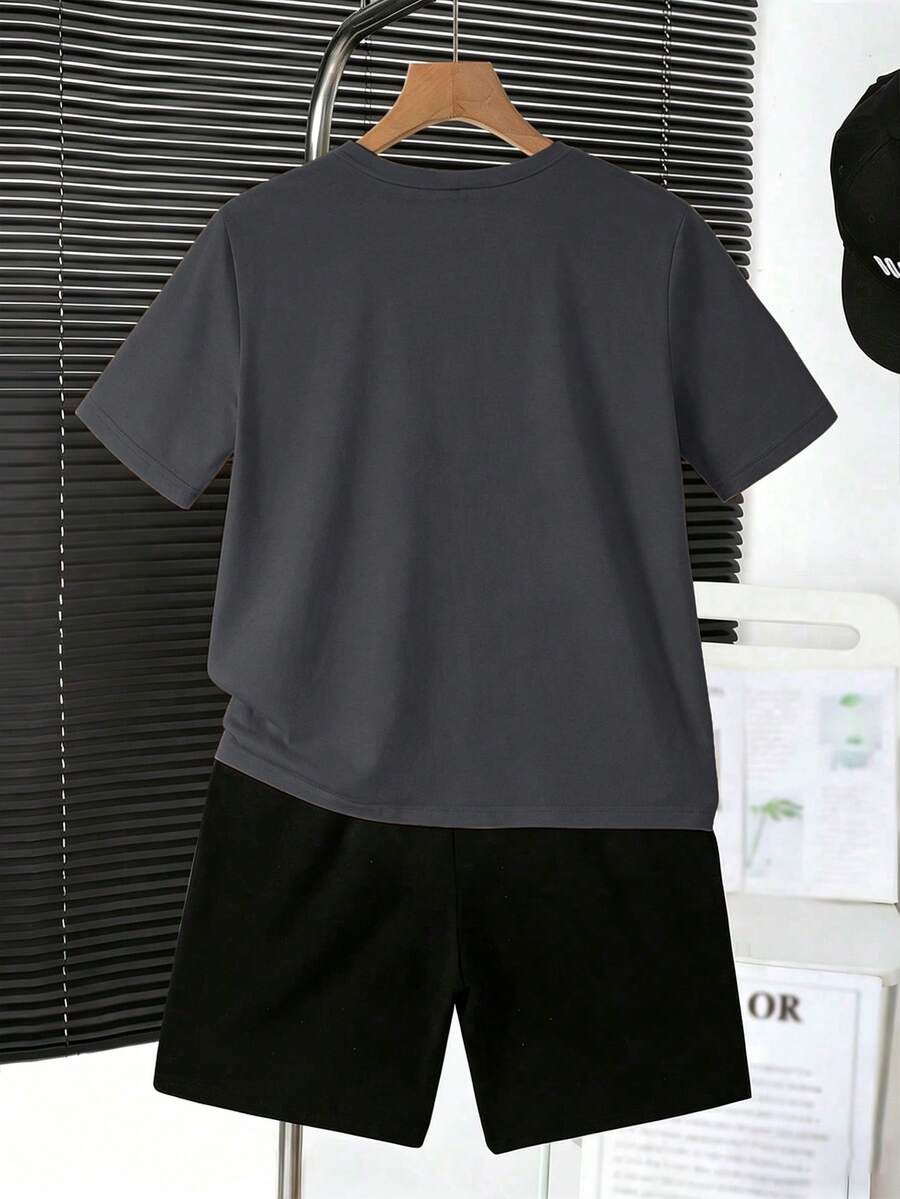 2pcs Boys Camo Baseball Graphic Tee & Shorts Set - Graphite | 21 Ce...