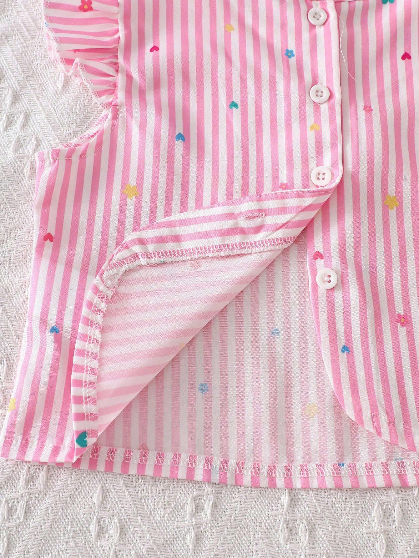2pcs Little Girls Striped Ruffle Flutter Top & Wide-Leg Pants Set -...