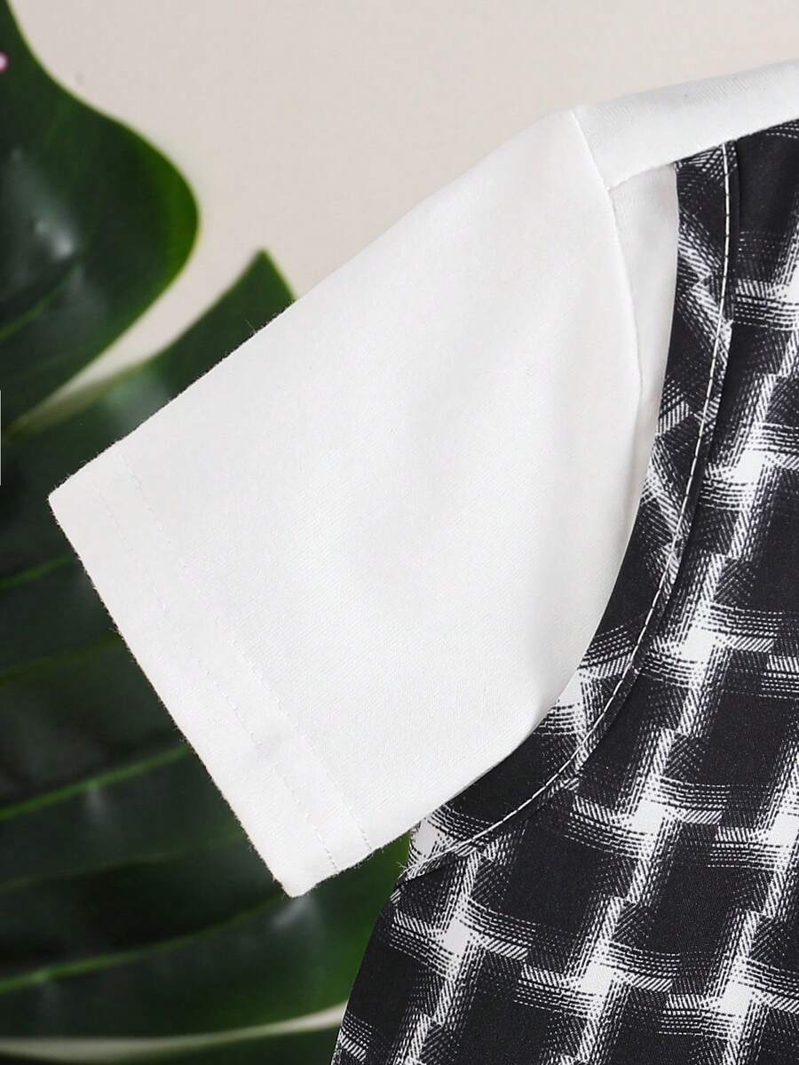 2pcs Boys Plaid Bow-Tie Tee & Shorts Set - Onyx | 21 Century Kids