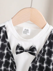 2pcs Boys Plaid Bow-Tie Tee & Shorts Set - Onyx | 21 Century Kids