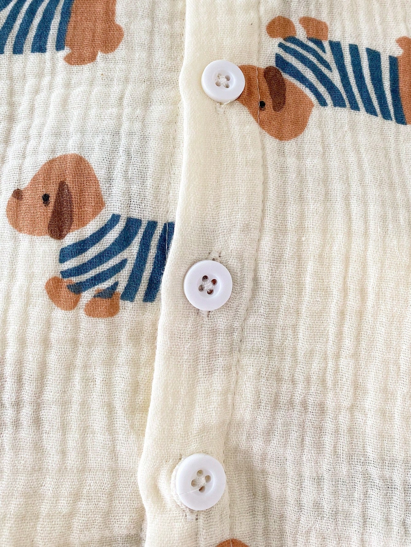 Boys Dog Print Muslin Shirt & Shorts Set - Ecru