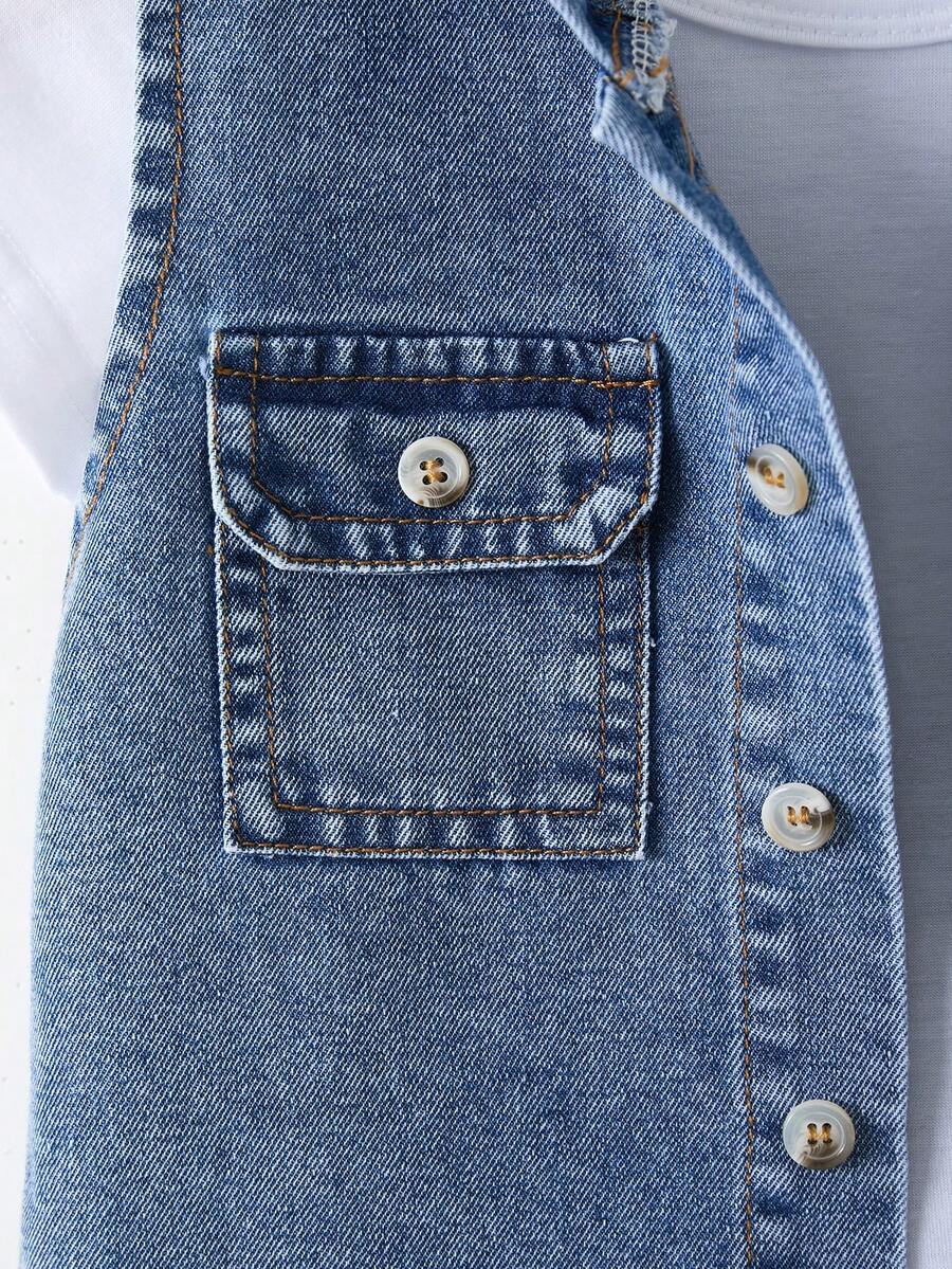 2pcs Boys Hooded Denim Vest & Cargo Shorts Set - Cerulean | 21 Cent...