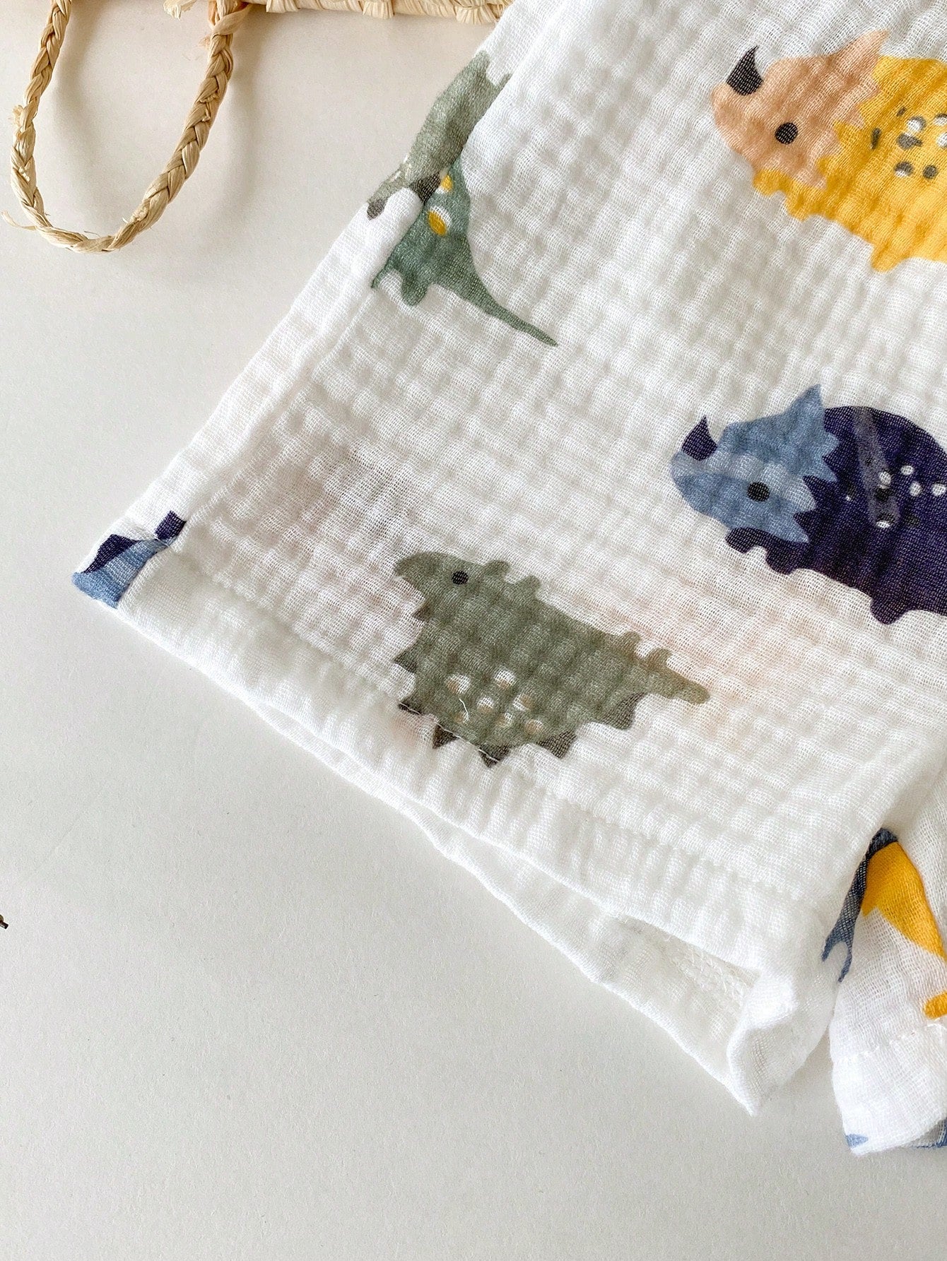 Baby Boys Dinosaur Print Collar Shirt & Shorts Set - Ivory
