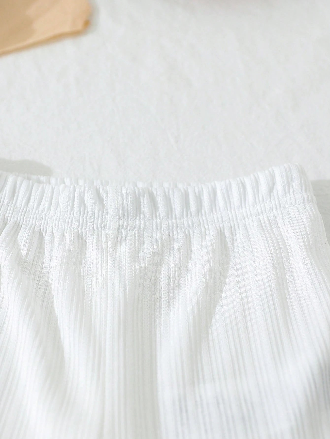 2pcs Boys Ribbed Polo Shirt & Shorts Set - Ivory