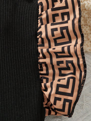 Little Girls Geometric Print Pleated Flutter Sleeve Dress - Caramel
