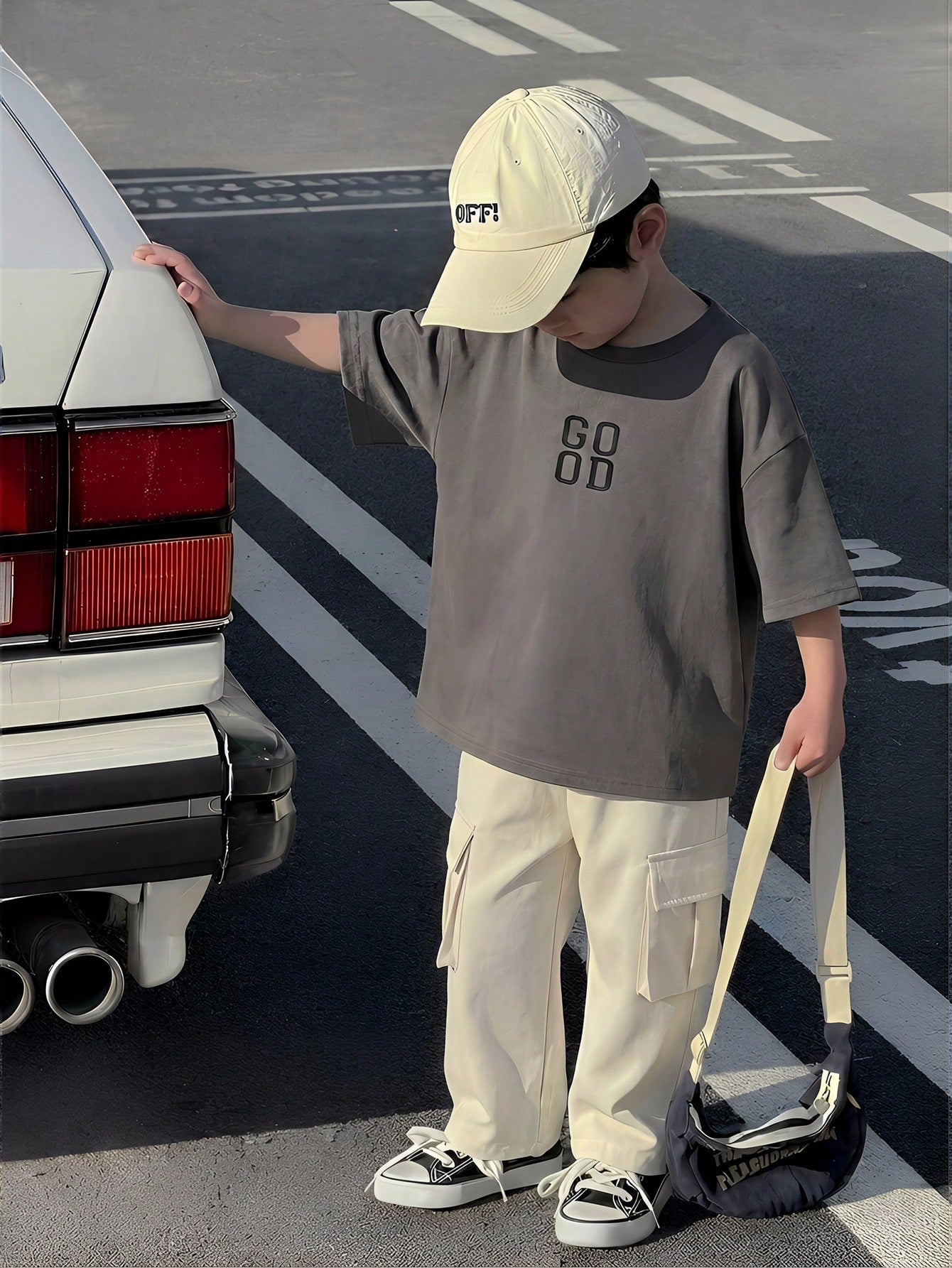 2pcs Boys 'Good' Graphic Tee & Cargo Pants Set - Wenge | 21 Century...