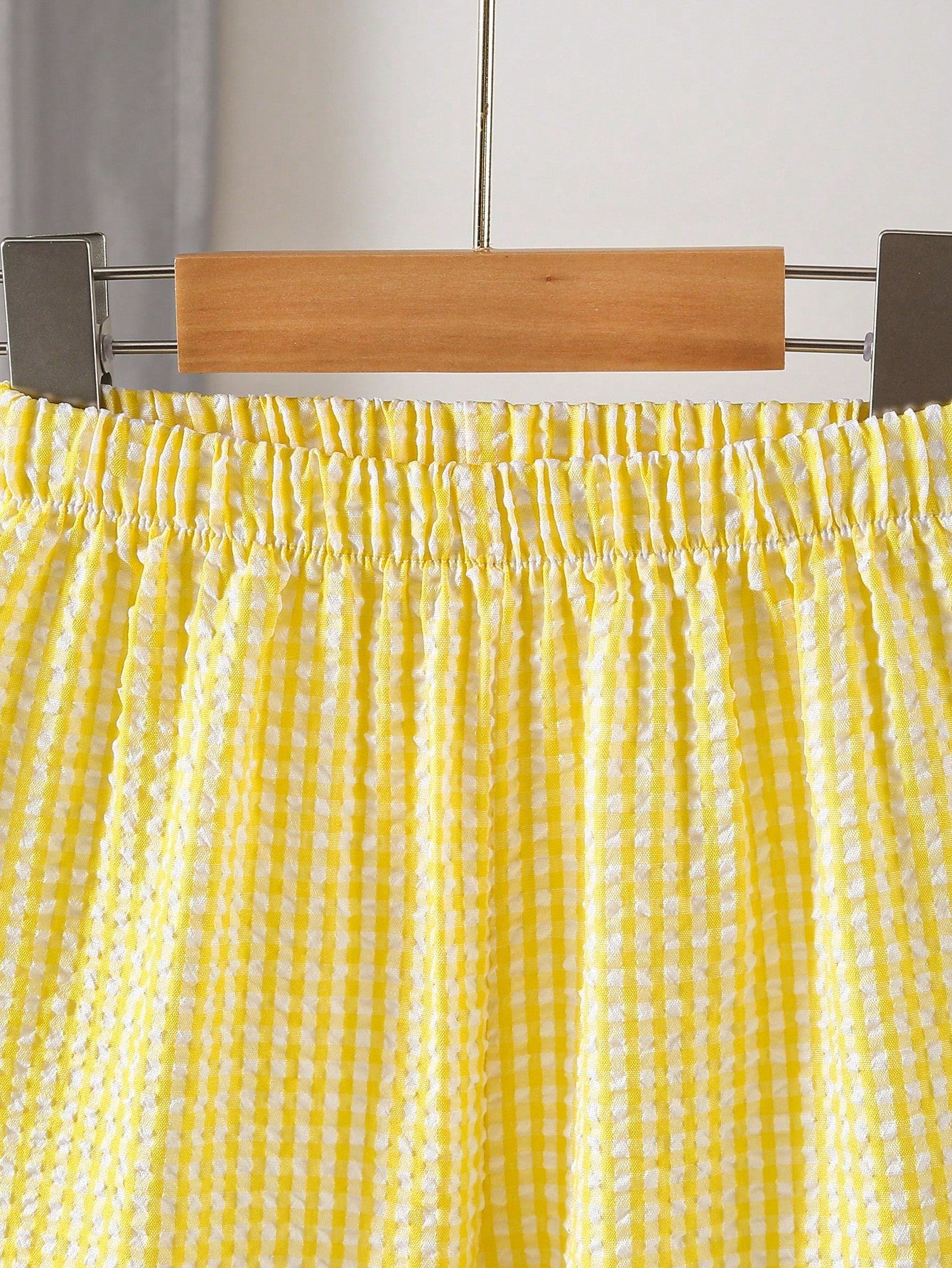 2pcs Little Boys Gingham Seersucker Shirt & Wide-Leg Pants Set - Buttercup