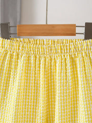 2pcs Little Boys Gingham Seersucker Shirt & Wide-Leg Pants Set - Buttercup