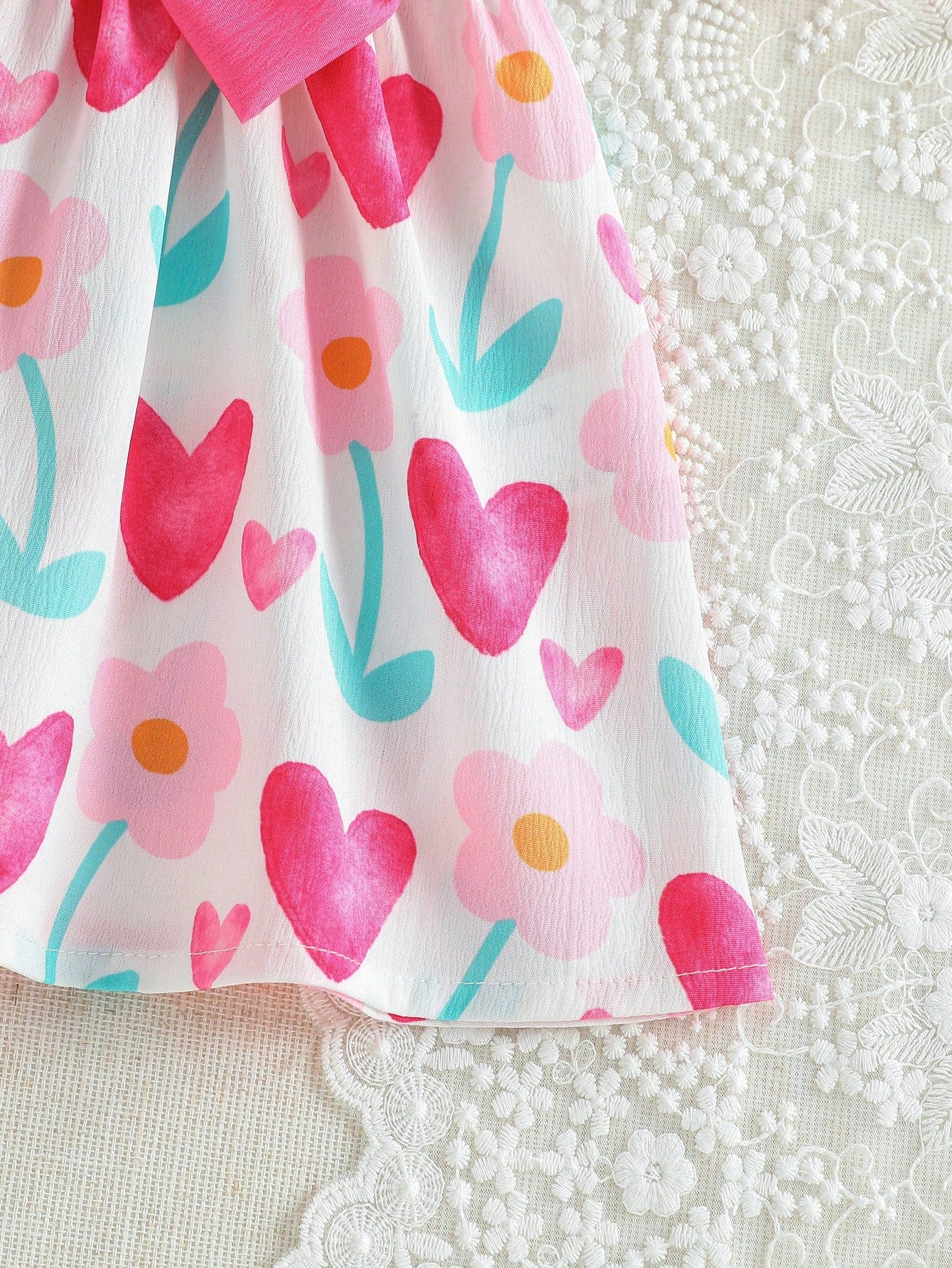 Girls Heart Floral Print Bow Cami Dress - Ivory | 21 Century Kids
