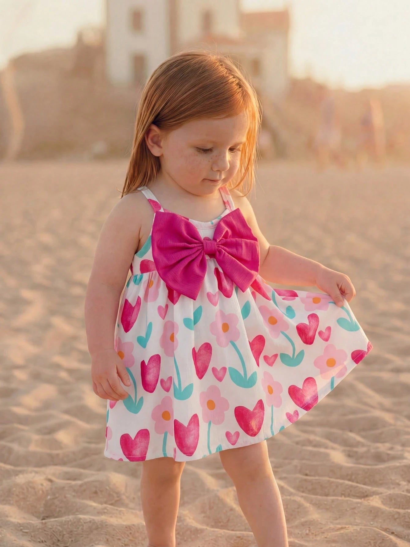 Girls Heart Floral Print Bow Cami Dress - Ivory | 21 Century Kids
