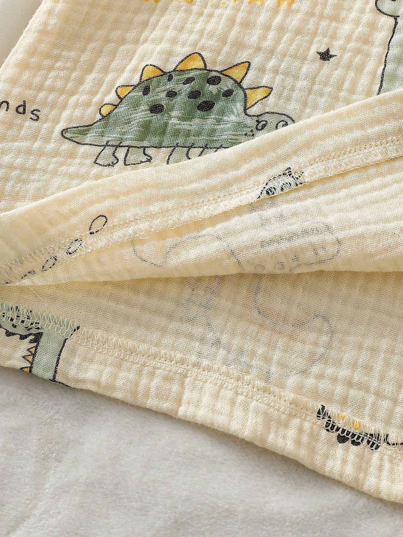 2pcs Boys Dinosaur Print Muslin Vest & Shorts Set - Ecru | 21 Centu...