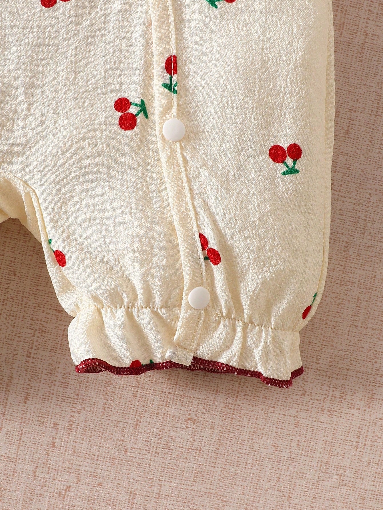 4pcs Baby Girls Cherry Print Romper & Bow Headband Set - Ivory | 21...