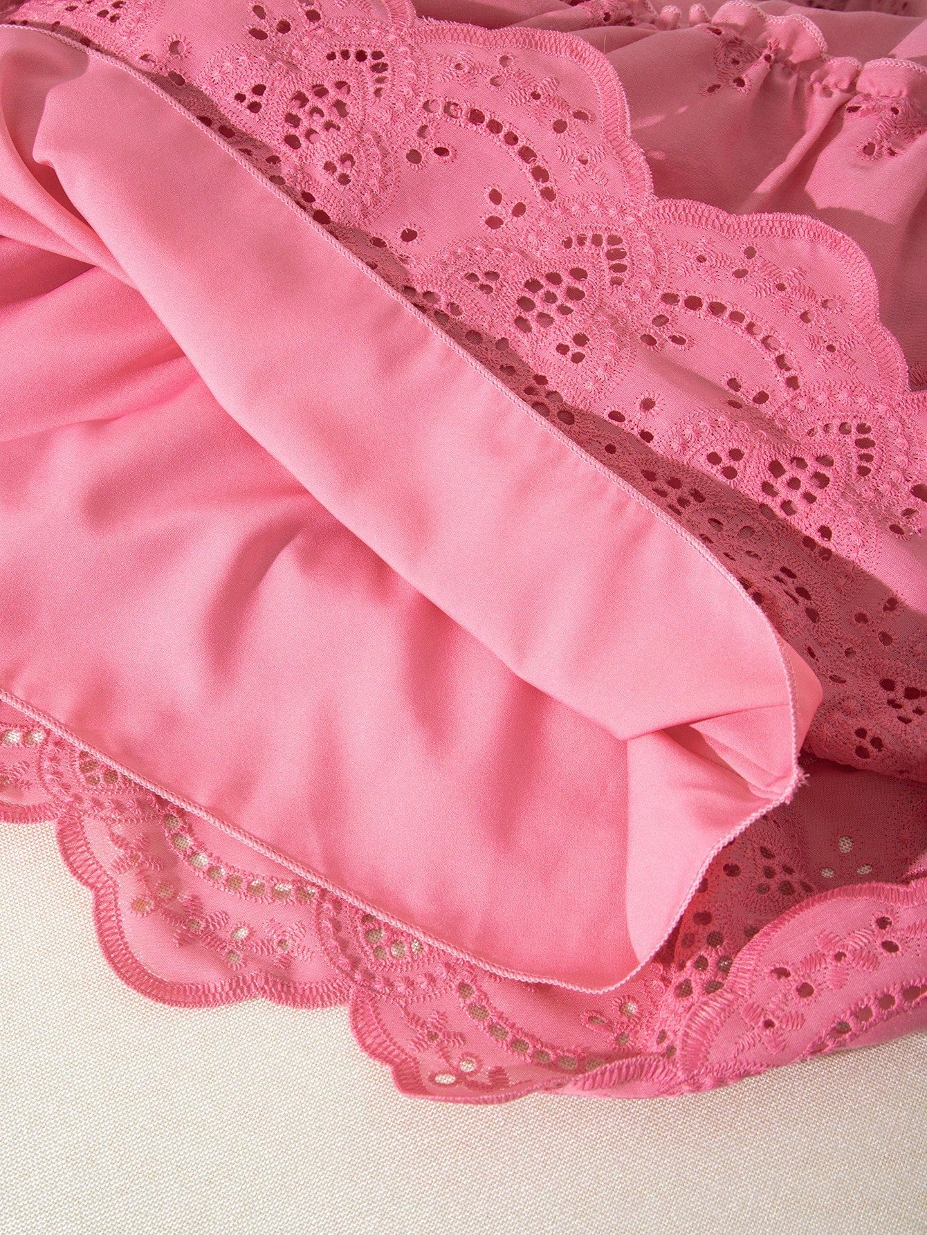 2pcs Big Girls Eyelet Embroidered Puff Sleeve Top & Midi Skirt Set ...
