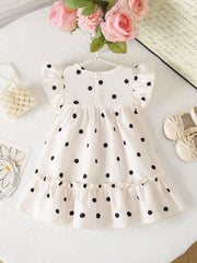 Girls Polka Dot Bow A-Line Ruffle Dress - Isabelline