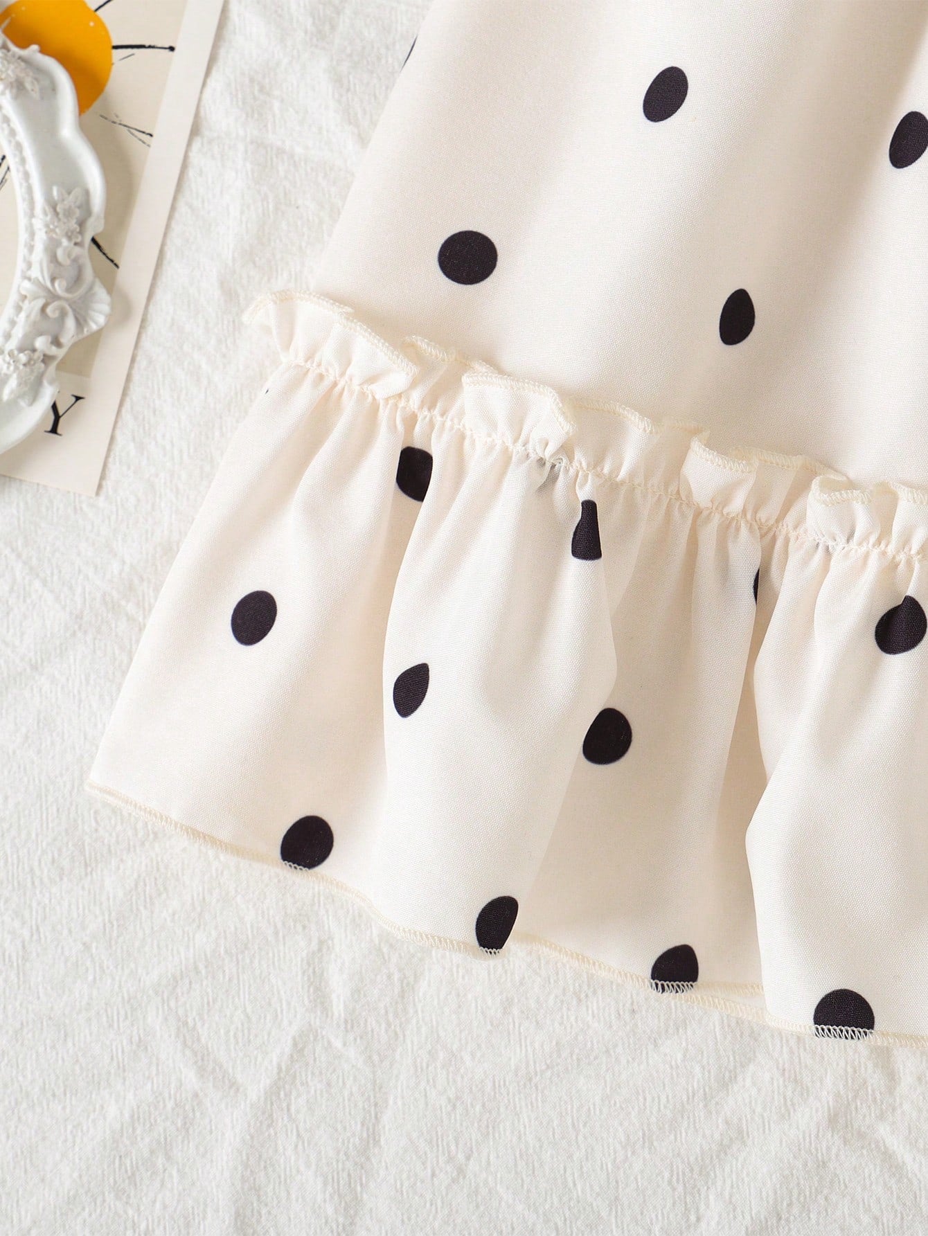 Girls Polka Dot Bow A-Line Ruffle Dress - Isabelline