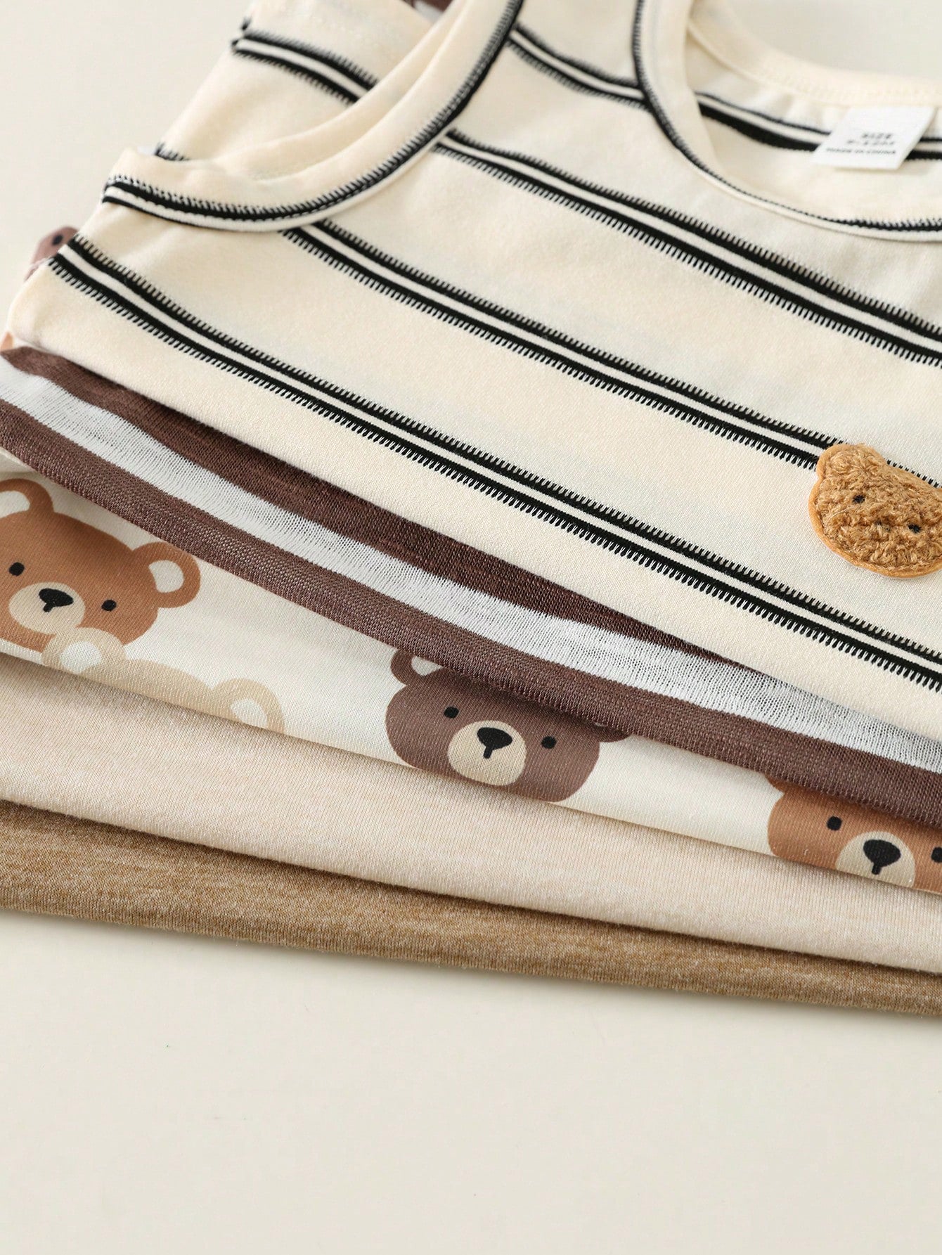5pcs Boys Bear Print & Stripe Knit Tank Top Set - Isabelline