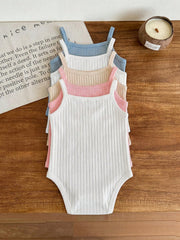 Baby Girls Floral Appliqué Ribbed Knit Romper - Ivory