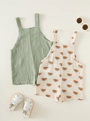 Boys Watermelon Print Cotton Shortall Set - Sage