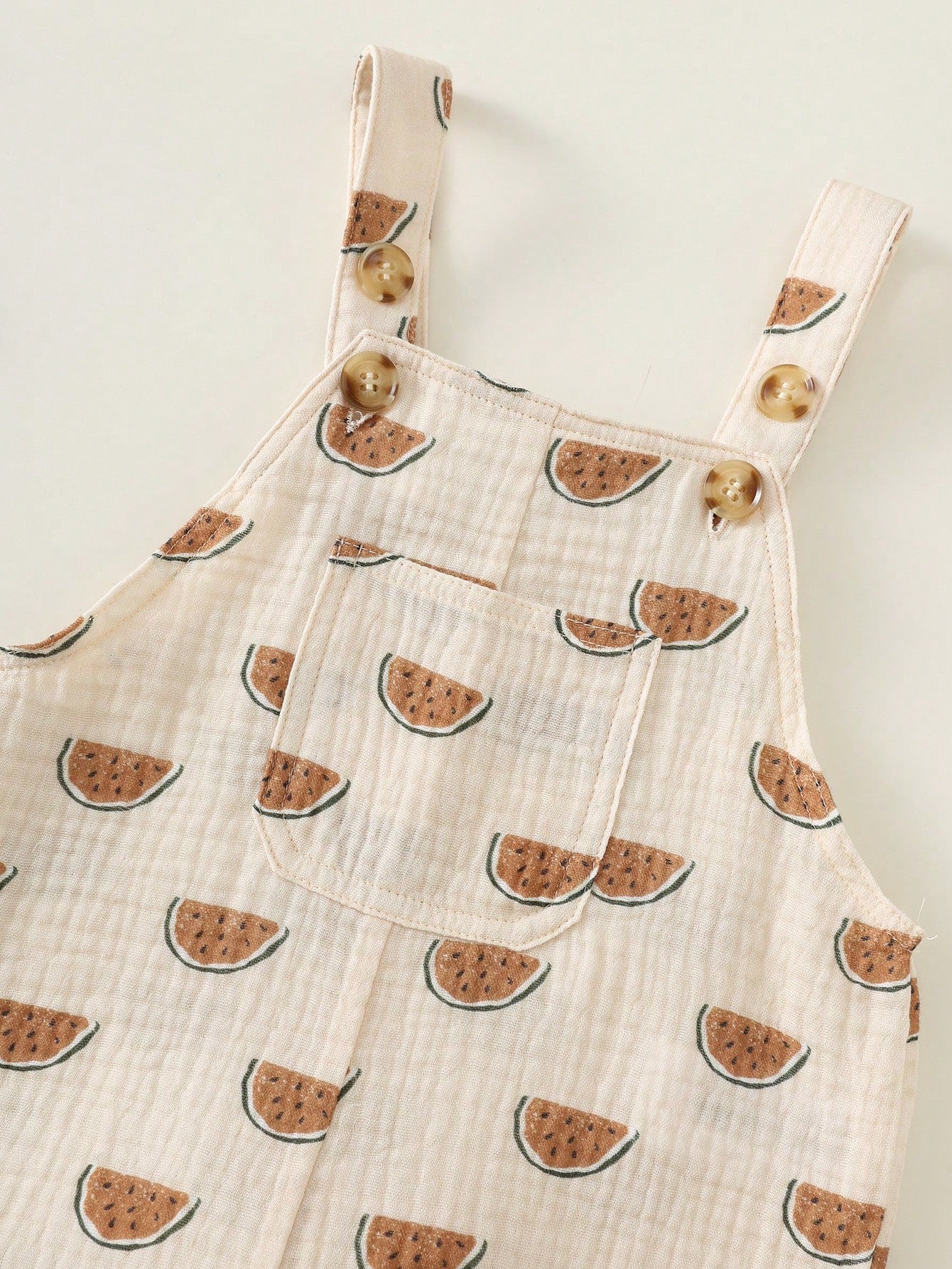 Boys Watermelon Print Cotton Shortall Set - Sage