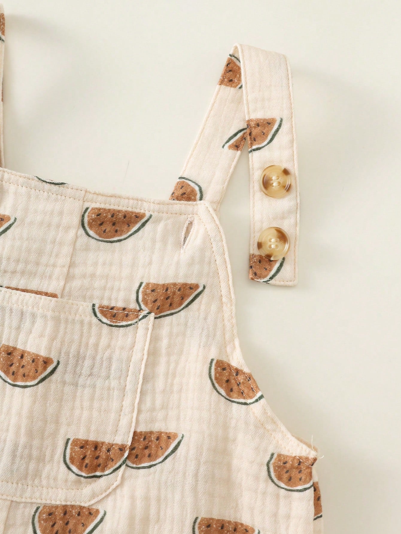 Boys Watermelon Print Cotton Shortall Set - Sage