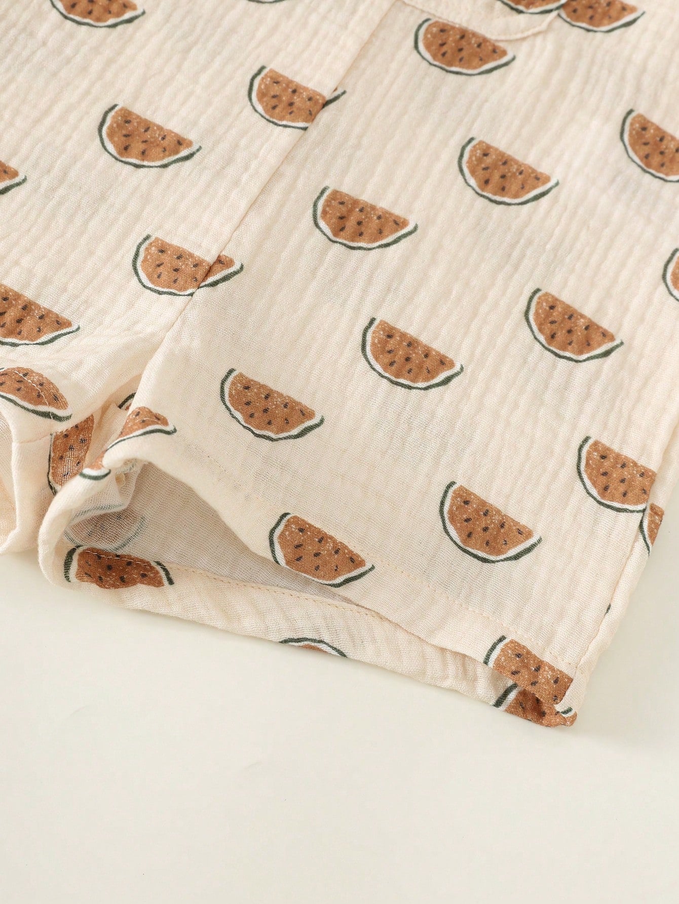 Boys Watermelon Print Cotton Shortall Set - Sage