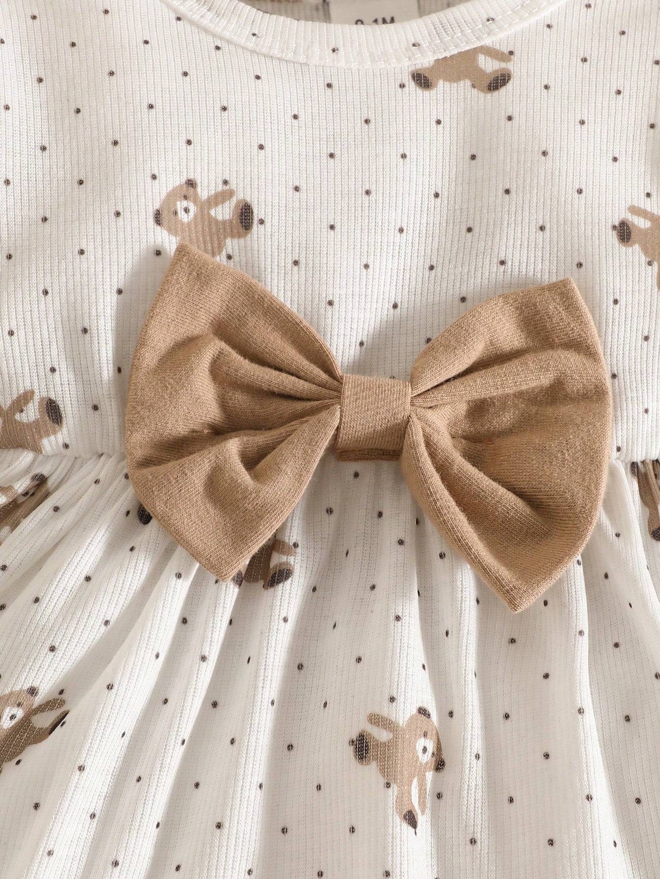2pcs Baby Girls Bear Print Ruffle Top & Leggings Set - Ivory | 21 C...