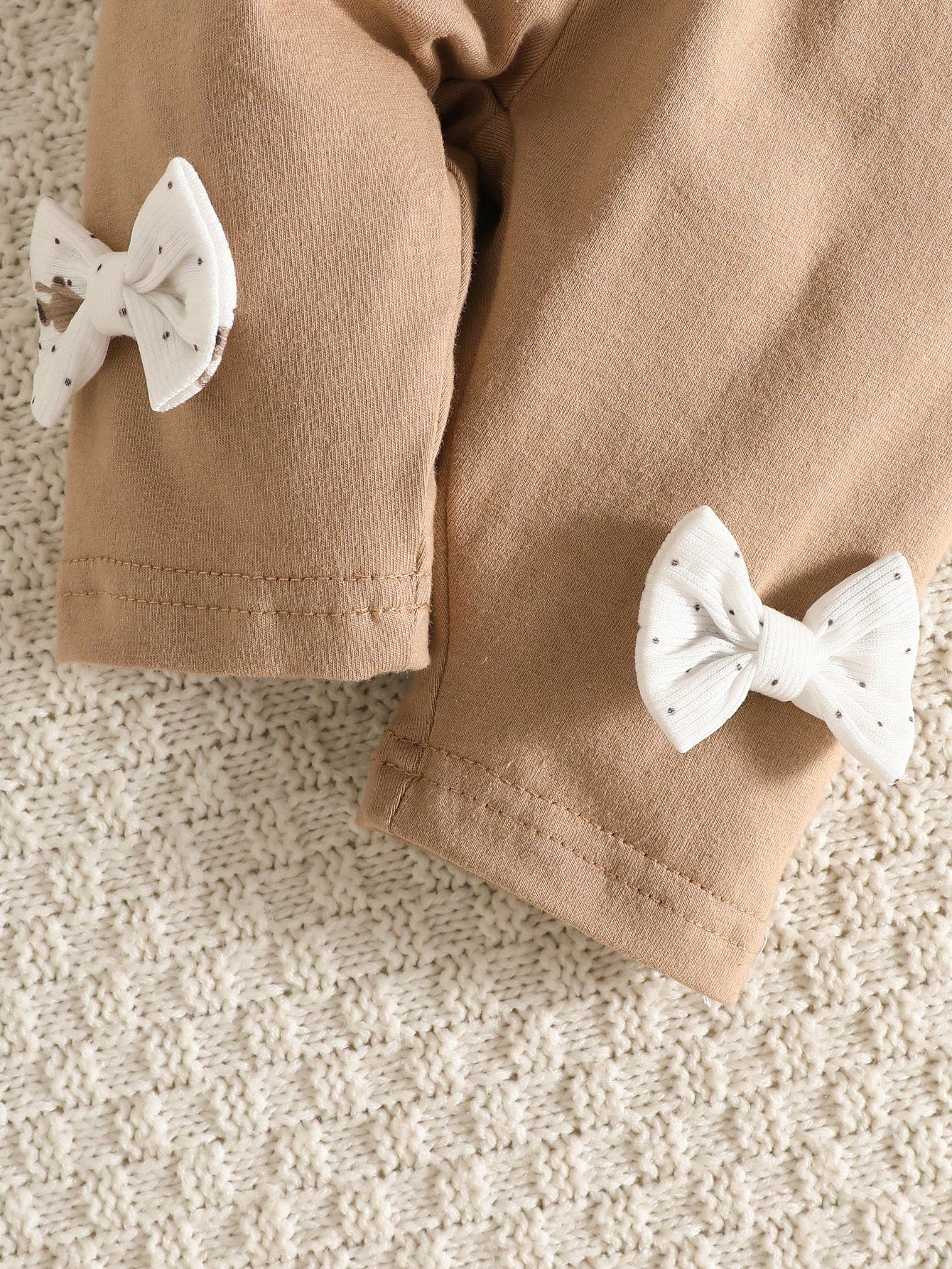 2pcs Baby Girls Bear Print Ruffle Top & Leggings Set - Ivory | 21 C...