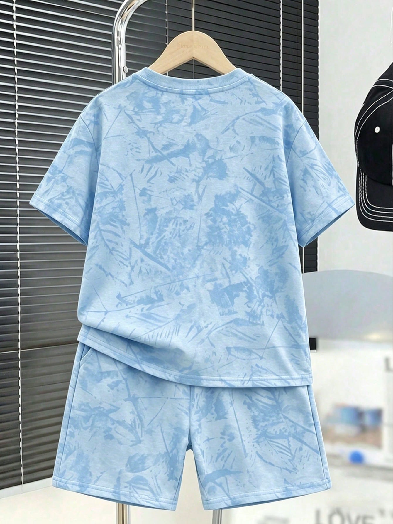 2pcs Big Boys Tie-Dye Oversized Tee & Shorts Set - Cerulean | 21 Ce...
