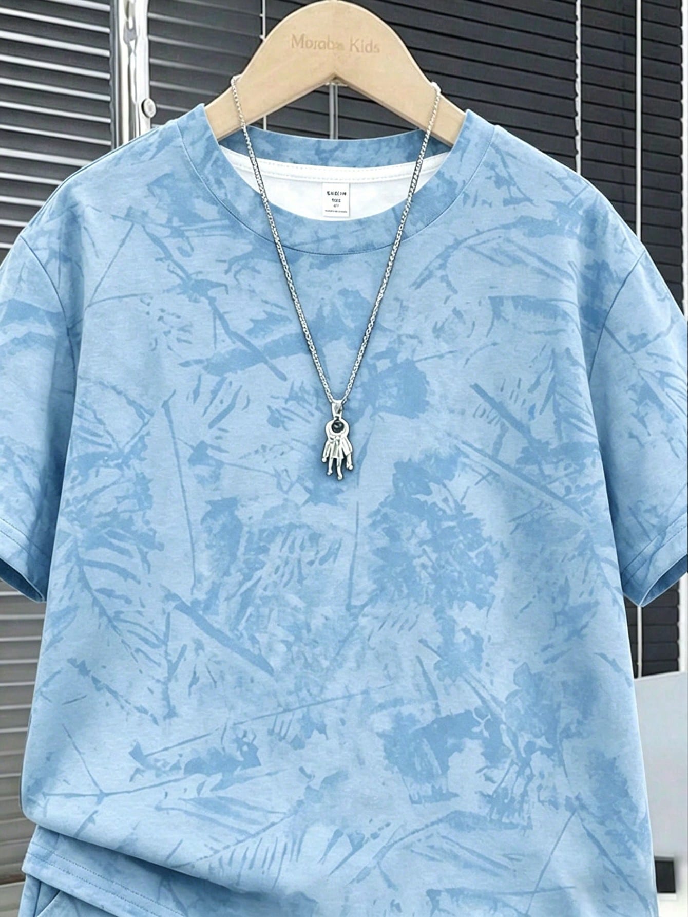 2pcs Big Boys Tie-Dye Oversized Tee & Shorts Set - Cerulean | 21 Ce...