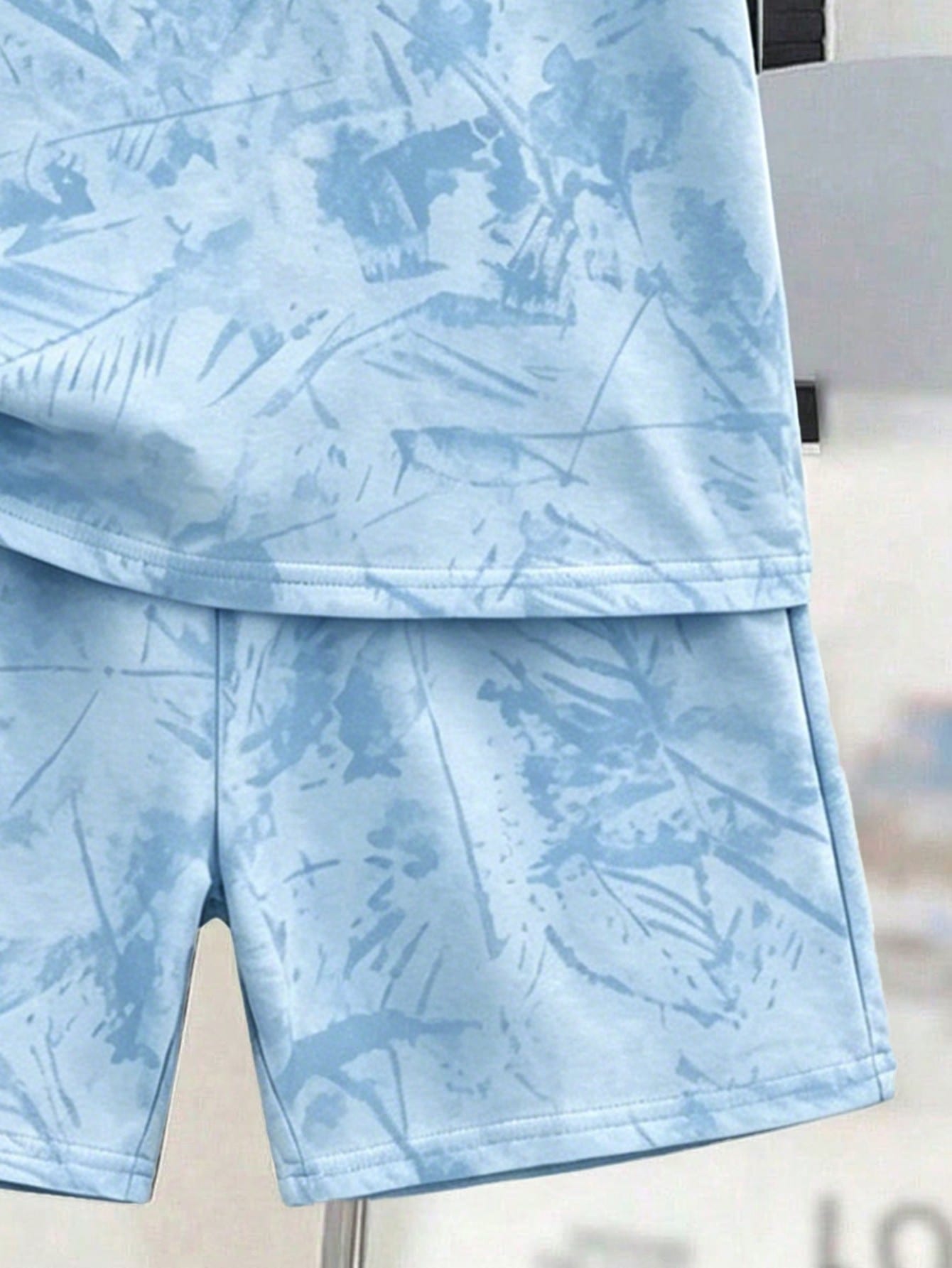 2pcs Big Boys Tie-Dye Oversized Tee & Shorts Set - Cerulean | 21 Ce...