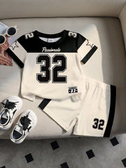 Little Boys Varsity Number Print T-Shirt & Shorts - Ivory