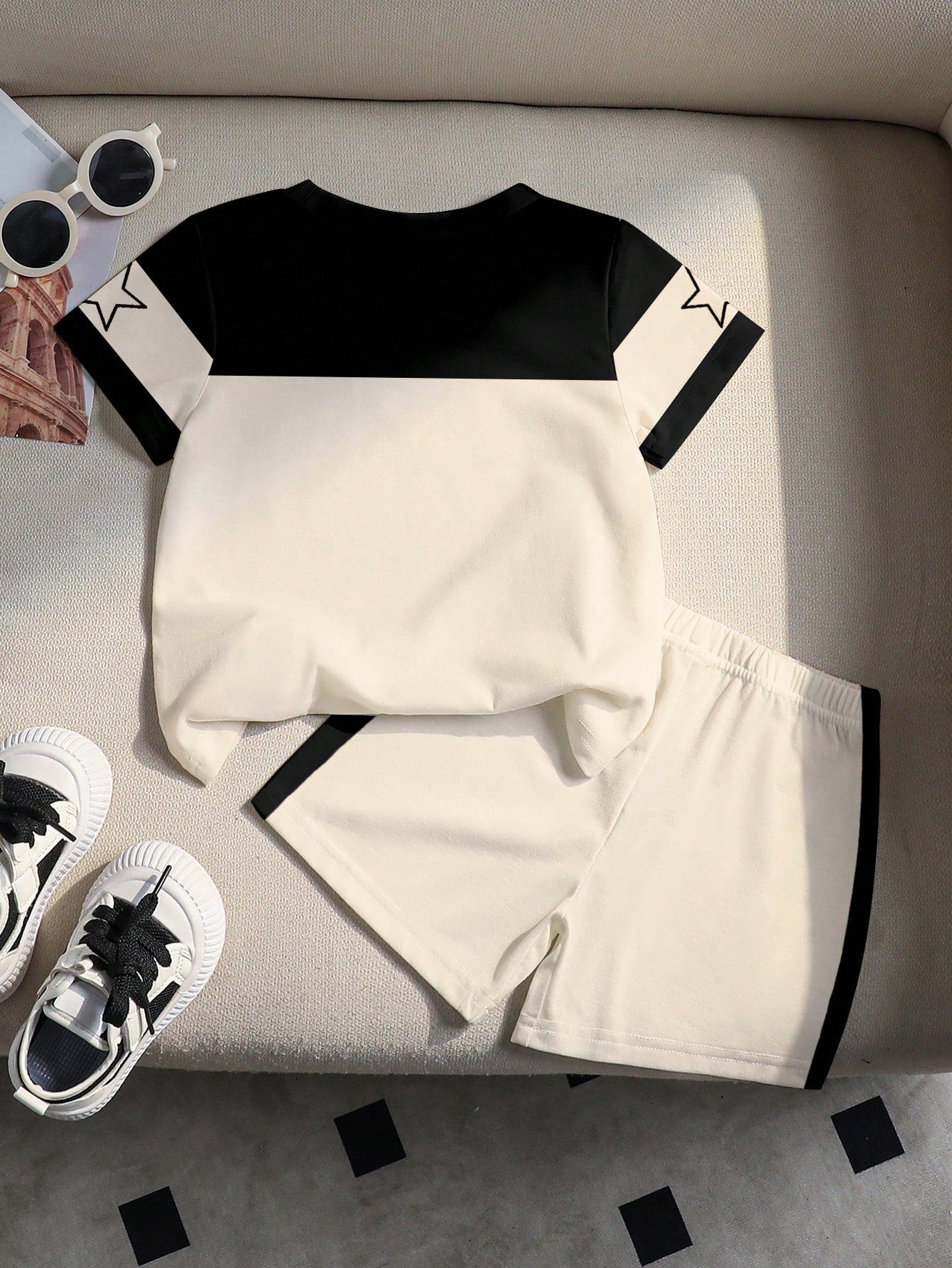 Little Boys Varsity Number Print T-Shirt & Shorts - Ivory