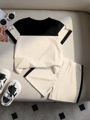 Little Boys Varsity Number Print T-Shirt & Shorts - Ivory