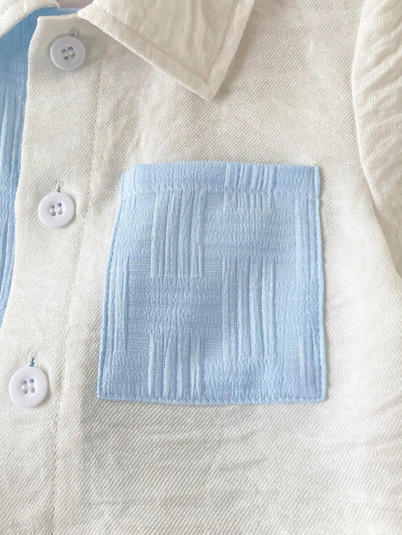 Baby Boys Colourblock Collar Shirt & Shorts Set - Cerulean