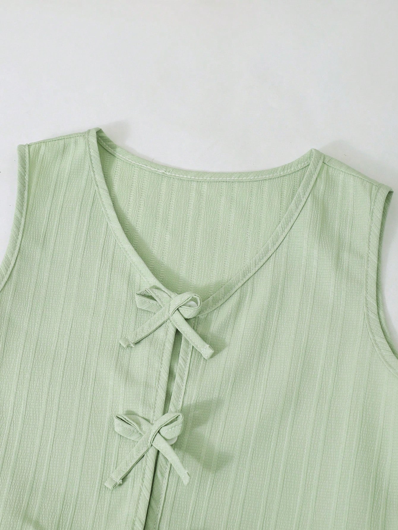 2pcs Big Girls Bow-Tie Peplum Top & Wide-Leg Pants Set - Sage | 21 ...