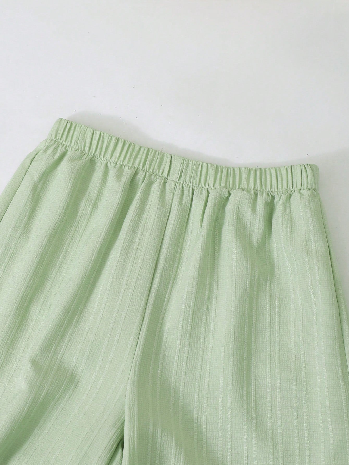 2pcs Big Girls Bow-Tie Peplum Top & Wide-Leg Pants Set - Sage | 21 ...