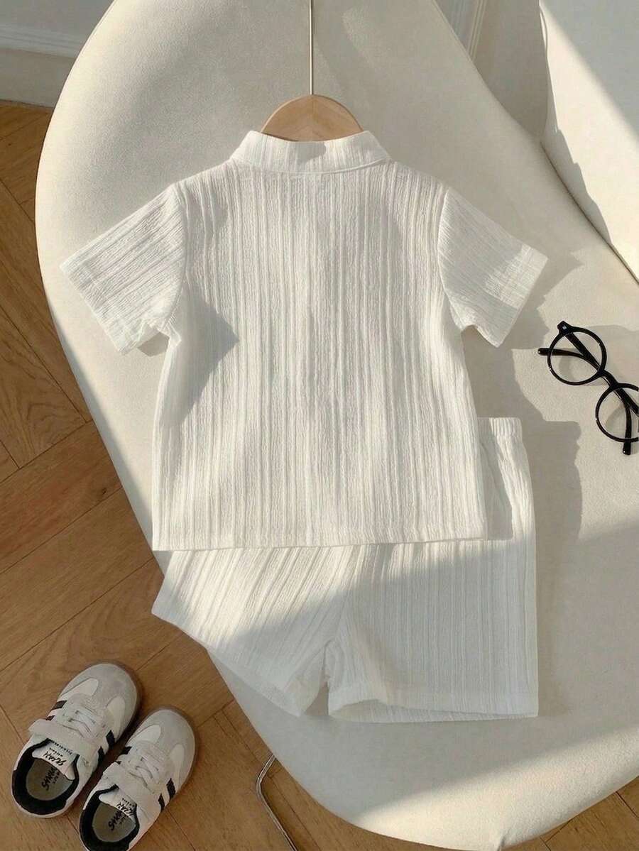 Baby Girls Embroidered Button-Front Shirt & Shorts Set - Ivory