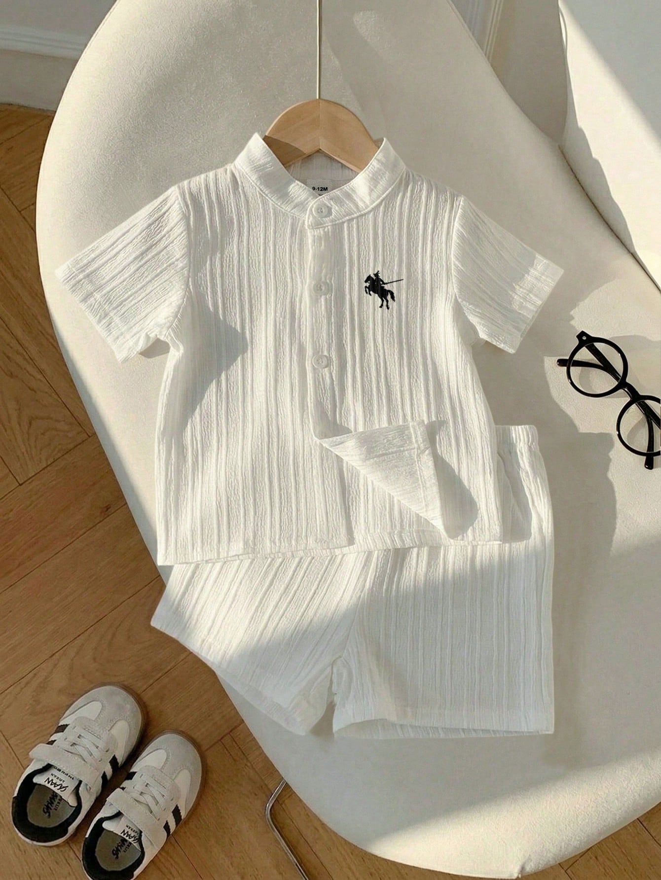 Baby Girls Embroidered Button-Front Shirt & Shorts Set - Ivory