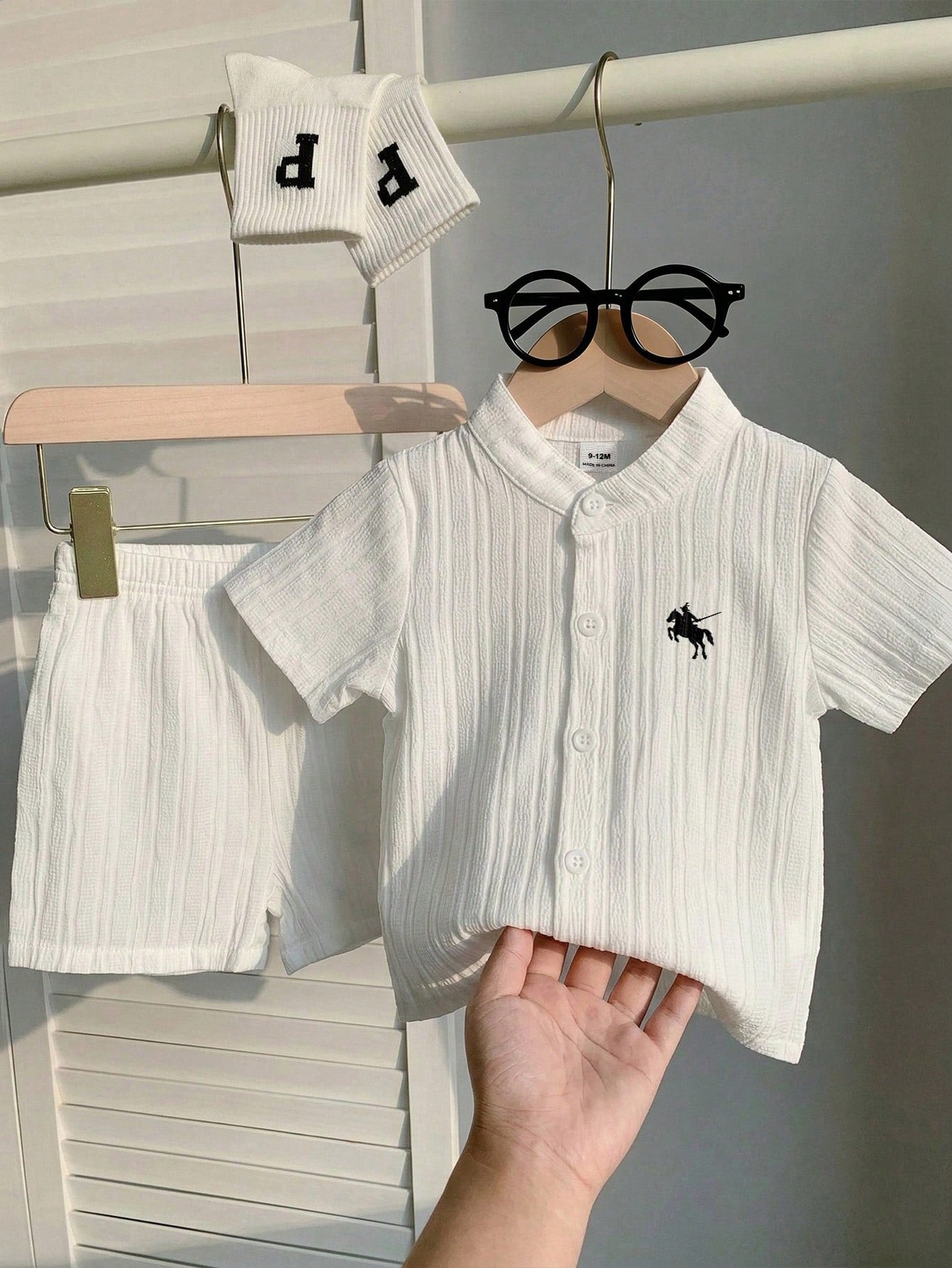 Baby Girls Embroidered Button-Front Shirt & Shorts Set - Ivory