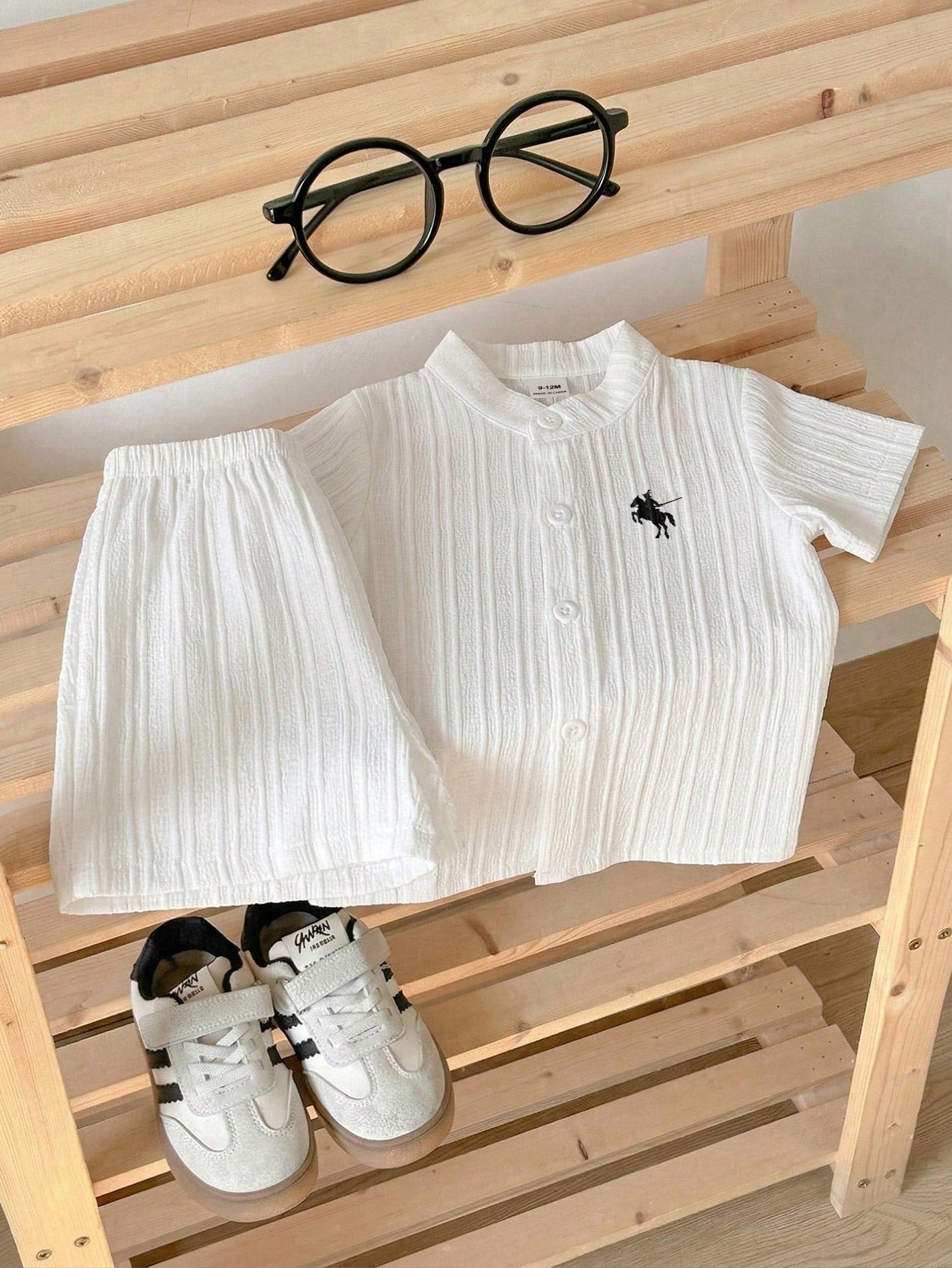 Baby Girls Embroidered Button-Front Shirt & Shorts Set - Ivory