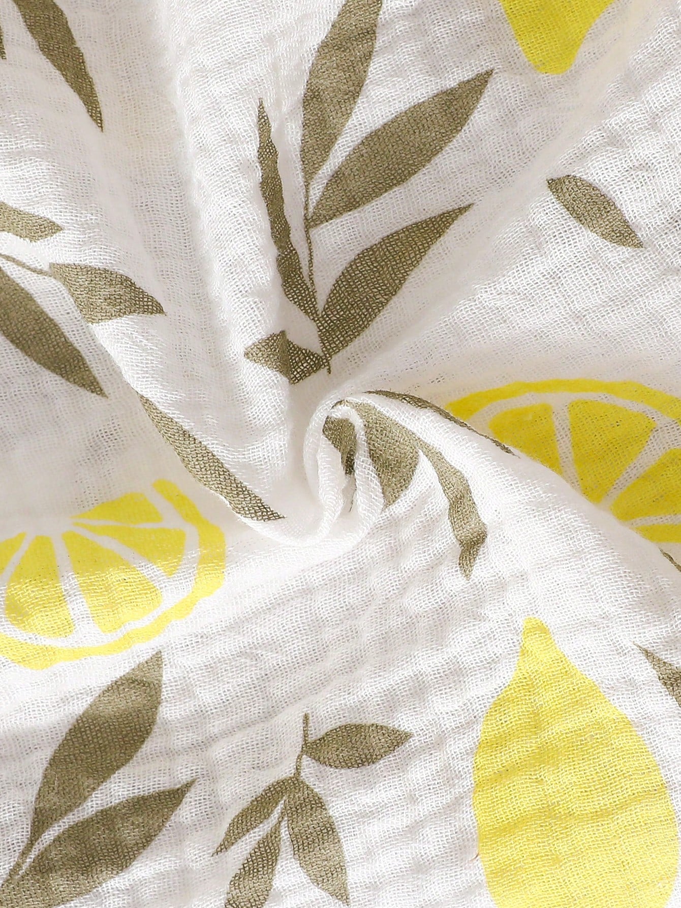 Baby Boys Fruit Print Muslin Button Romper - Ivory